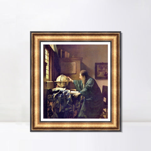 INVIN ART Framed Canvas Art Giclee Print The Astronomer by Johannes Vermeer Wall Art Living Room Home Office Decorations