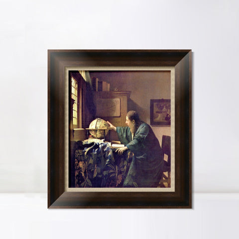 INVIN ART Framed Canvas Art Giclee Print The Astronomer by Johannes Vermeer Wall Art Living Room Home Office Decorations