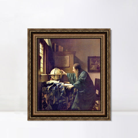 INVIN ART Framed Canvas Art Giclee Print The Astronomer by Johannes Vermeer Wall Art Living Room Home Office Decorations