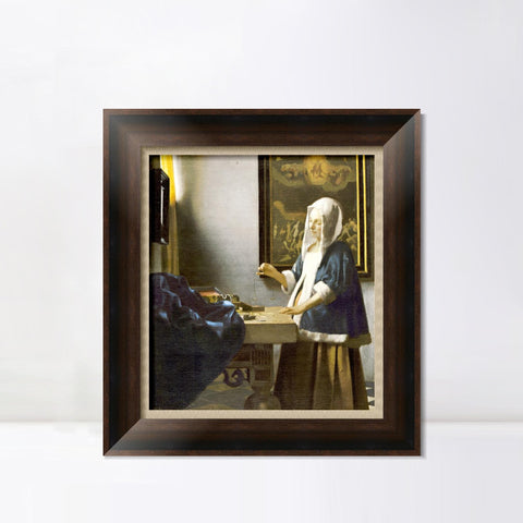 INVIN ART Framed Canvas Art Giclee Print Woman Holding a Balance by Johannes Vermeer Wall Art Living Room Home Office Decorations