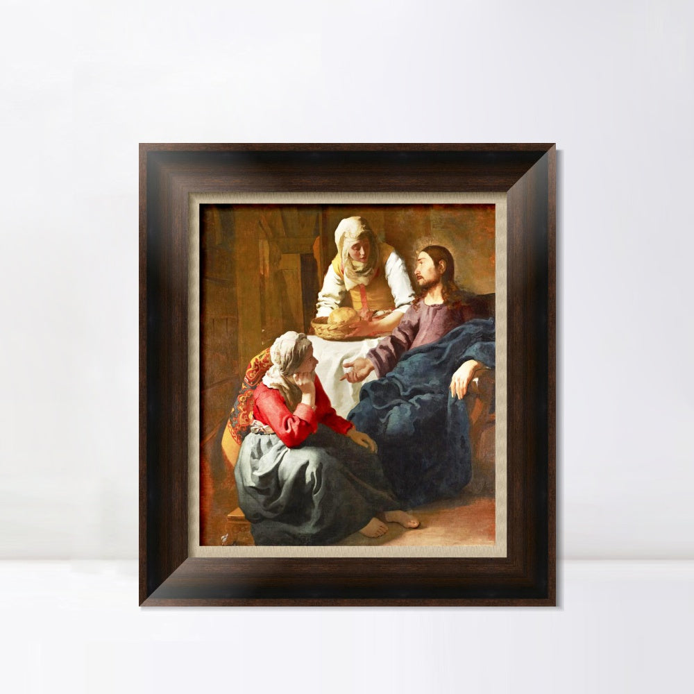 INVIN ART Framed Canvas Art Giclee Print Christ in The House of Martha and Mary by Johannes Vermeer Wall Art Living Room Home Office Decorations
