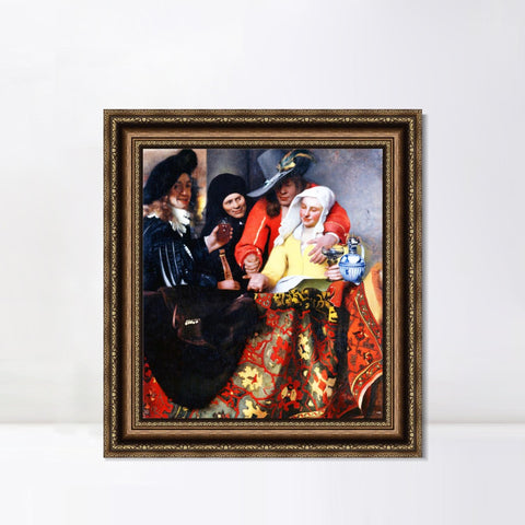 INVIN ART Framed Canvas Art Giclee Print The Procuress by Johannes Vermeer Wall Art Living Room Home Office Decorations