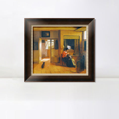 INVIN ART Framed Canvas Art Giclee Print Series#027 by Johannes Vermeer Wall Art Living Room Home Office Decorations