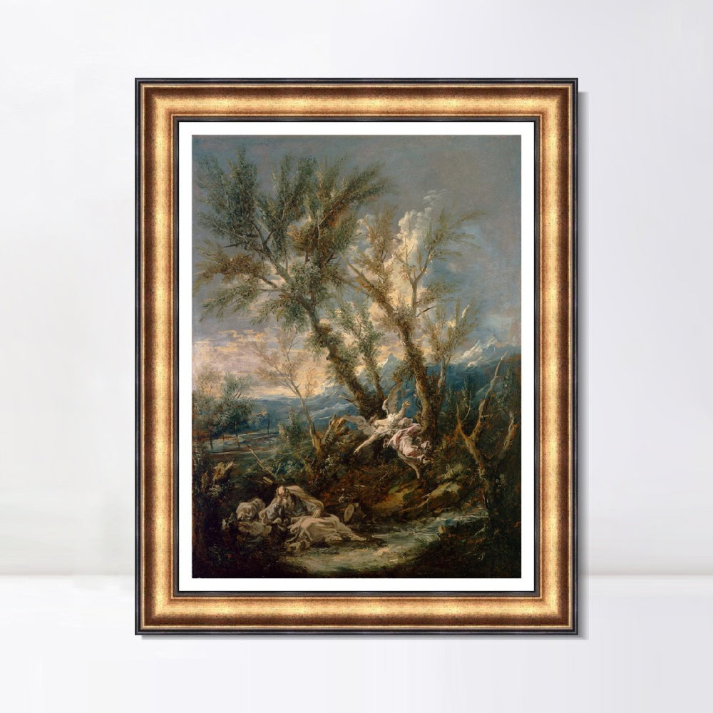 INVIN ART Framed Canvas Art Giclee Print Elijah Visited by an Angel, ca. 1730 by Alessandro Magnasco Wall Art