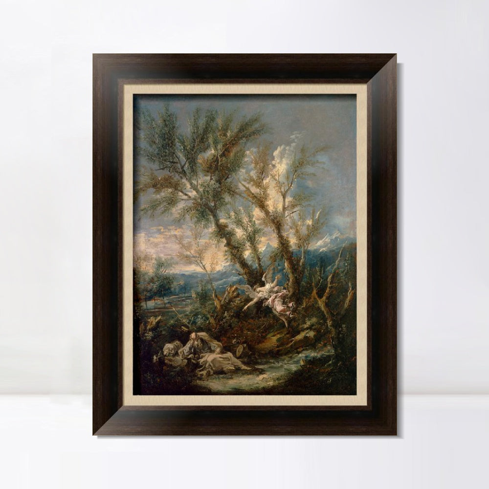 INVIN ART Framed Canvas Art Giclee Print Elijah Visited by an Angel, ca. 1730 by Alessandro Magnasco Wall Art