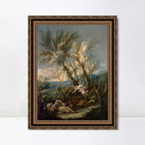 INVIN ART Framed Canvas Art Giclee Print Elijah Visited by an Angel, ca. 1730 by Alessandro Magnasco Wall Art Living Room Home Office Decorations