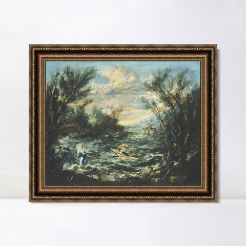 INVIN ART Framed Canvas Art Giclee Print Christ at the Sea of Galilee, c. 1740 by Alessandro Magnasco Wall Art Living Room Home Office Decorations