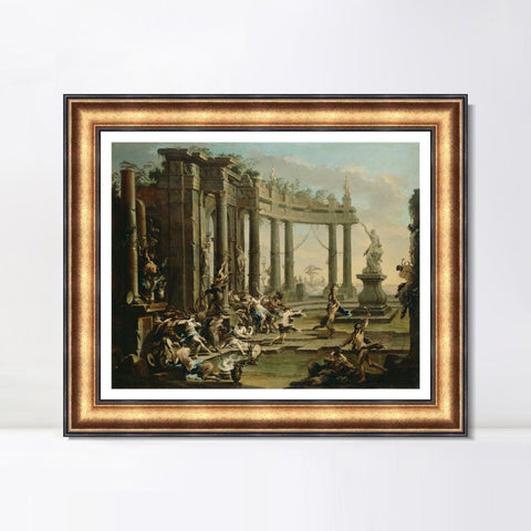 INVIN ART Framed Canvas Art Giclee Print Bacchanale by Alessandro Magnasco Wall Art Living Room Home Office Decorations