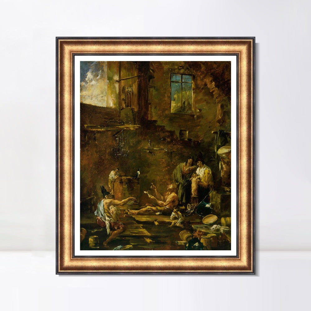 INVIN ART Framed Canvas Art Giclee Print Singing Birds by Alessandro Magnasco Wall Art