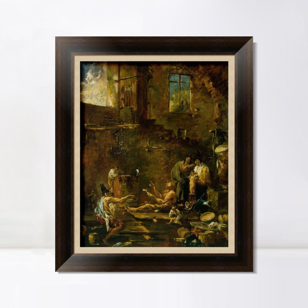 INVIN ART Framed Canvas Art Giclee Print Singing Birds by Alessandro Magnasco Wall Art
