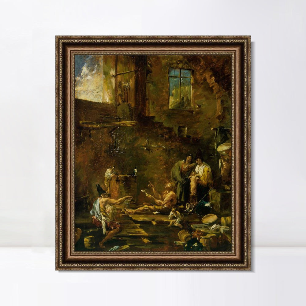 INVIN ART Framed Canvas Art Giclee Print Singing Birds by Alessandro Magnasco Wall Art