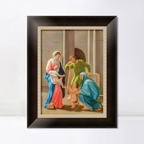 INVIN ART Framed Canvas Art Giclee Print The Holy Family with Saints Elizabeth and John by Nicolas Poussin Wall Art Living Room Home Office Decorations