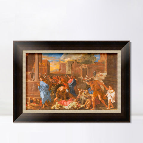 INVIN ART Framed Canvas Art Giclee Print The Plague at Ashdod by Nicolas Poussin Wall Art Living Room Home Office Decorations