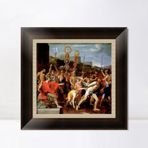 INVIN ART Framed Canvas Art Giclee Print Camille delivers the schoolmaster from Faléries to his schoolchildren by Nicolas Poussin