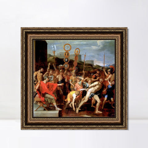 INVIN ART Framed Canvas Art Giclee Print Camille delivers the schoolmaster from Faléries to his schoolchildren by Nicolas Poussin