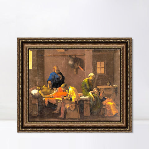 INVIN ART Framed Canvas Art Giclee Print Eudamidas' testamente by Nicolas Poussin Wall Art Living Room Home Office Decorations