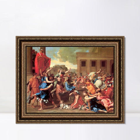INVIN ART Framed Canvas Art Giclee Print the Rape of the Sabine Women by Nicolas Poussin Wall Art Living Room Home Office Decorations