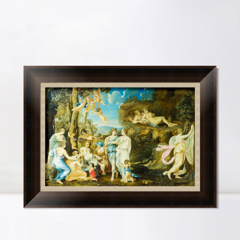 INVIN ART Framed Canvas Art Giclee Print Series#008 by Nicolas Poussin Wall Art Living Room Home Office Decorations