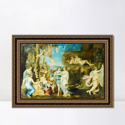 INVIN ART Framed Canvas Art Giclee Print Series#008 by Nicolas Poussin Wall Art Living Room Home Office Decorations