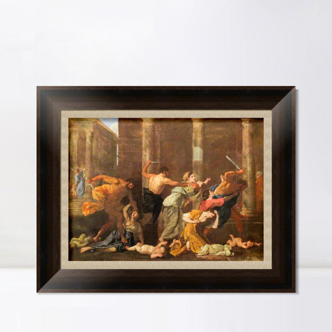 INVIN ART Framed Canvas Art Giclee Print Massacre of the innocents by Nicolas Poussin Wall Art Living Room Home Office Decorations