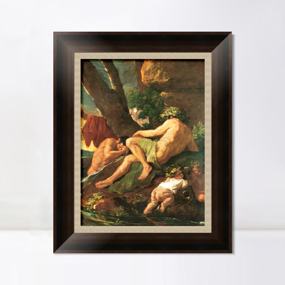 INVIN ART Framed Canvas Art Giclee Print Midas Washing at the Source of the Pactolus by Nicolas Poussin Wall Art Living Room Home Office Decorations
