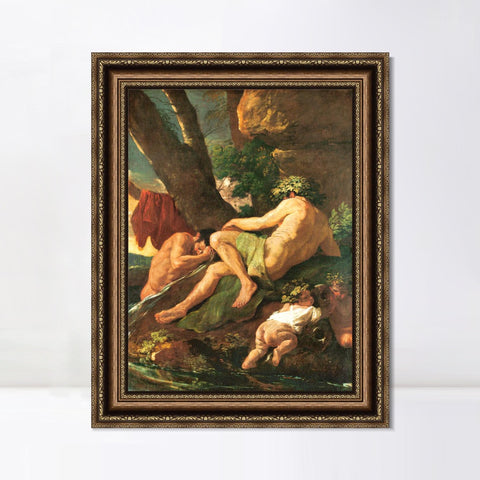 INVIN ART Framed Canvas Art Giclee Print Midas Washing at the Source of the Pactolus by Nicolas Poussin Wall Art Living Room Home Office Decorations