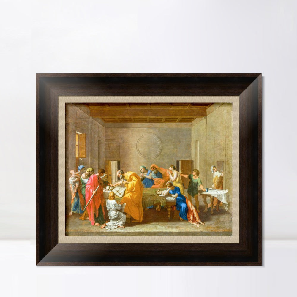 INVIN ART Framed Canvas Art Giclee Print Extreme Unction by Nicolas Poussin Wall Art