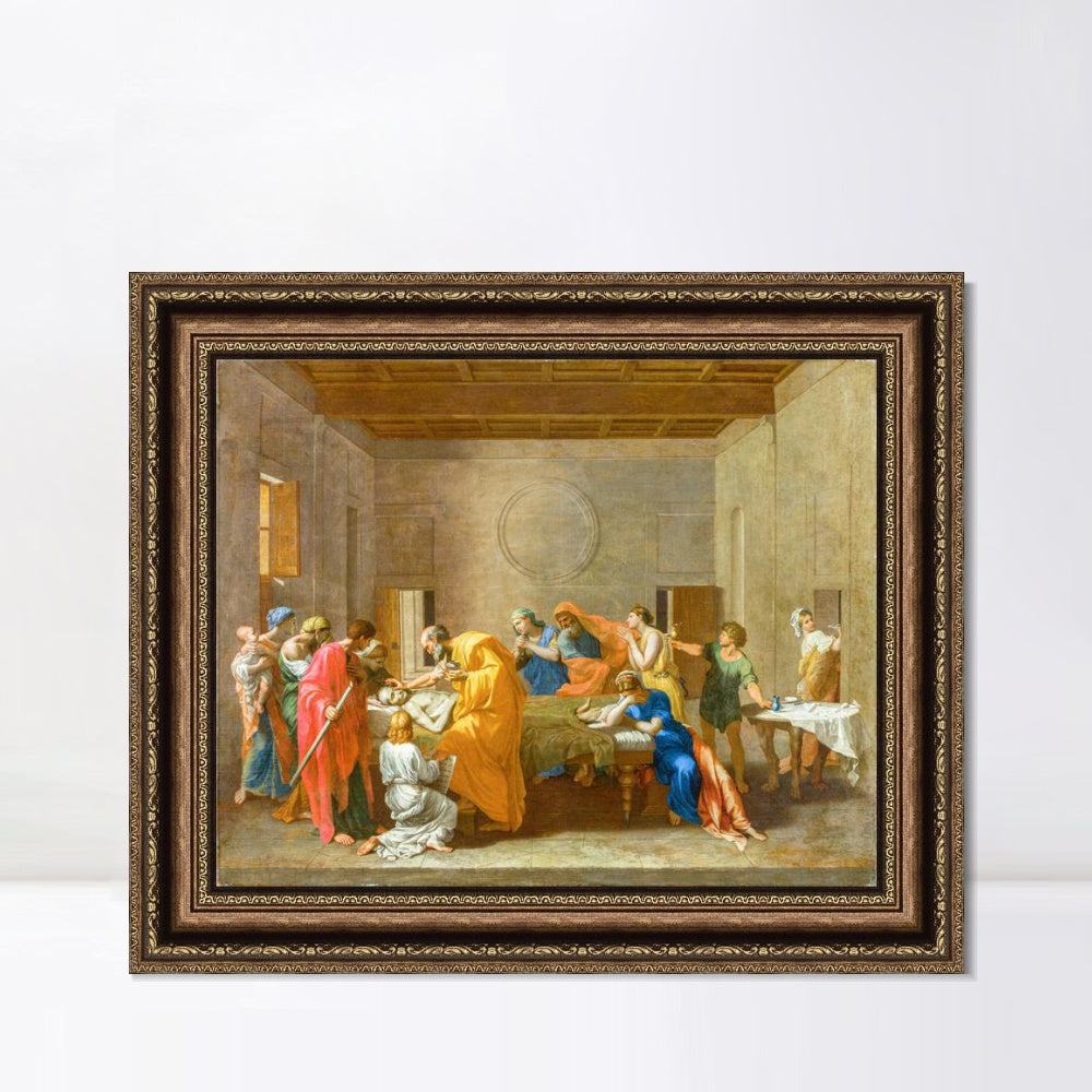 INVIN ART Framed Canvas Art Giclee Print Extreme Unction by Nicolas Poussin Wall Art
