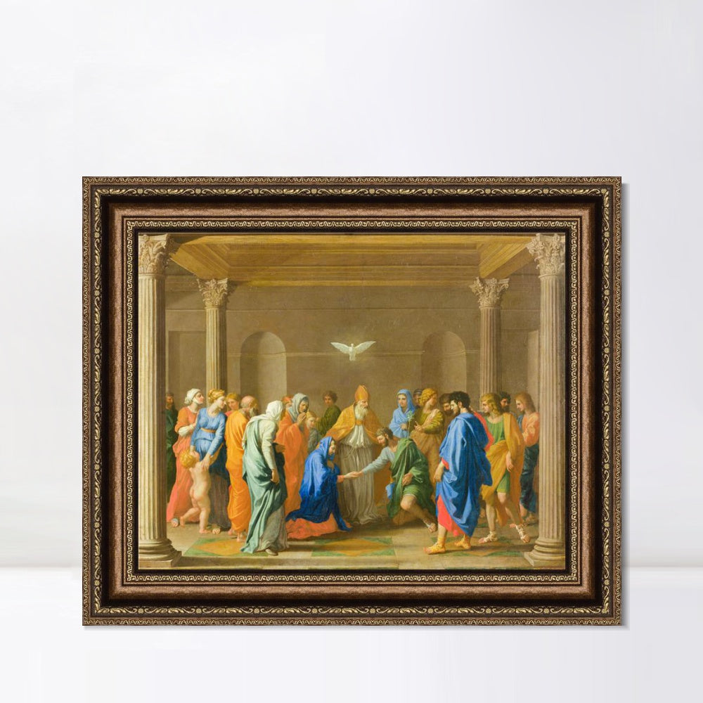 INVIN ART Framed Canvas Art Giclee Print Marriage by Nicolas Poussin Wall Art