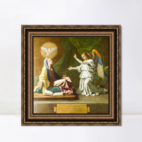 INVIN ART Framed Canvas Art Giclee Print The Annunciation by Nicolas Poussin Wall Art Living Room Home Office Decorations