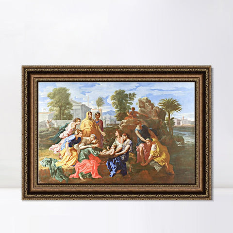 INVIN ART Framed Canvas Art Giclee Print The Finding of Moses by Nicolas Poussin Wall Art Living Room Home Office Decorations
