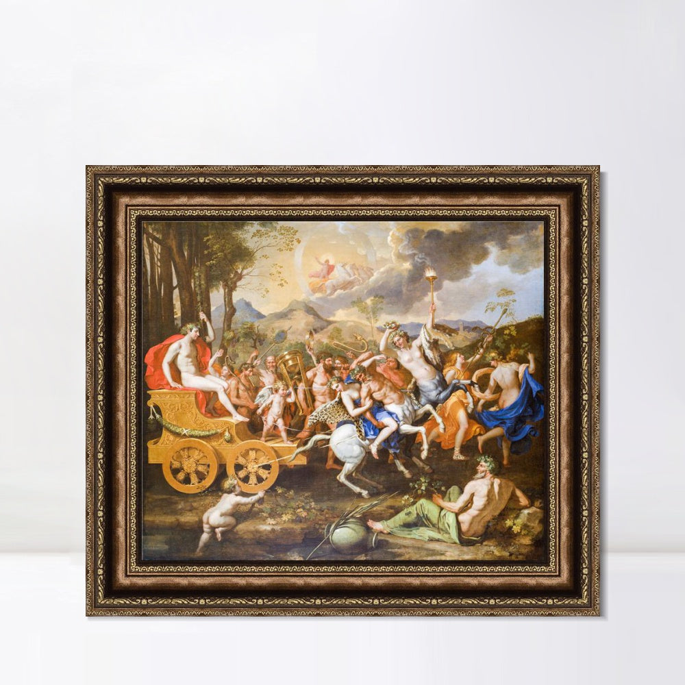 INVIN ART Framed Canvas Art Giclee Print The Triumph of Bacchus, 1635-1636 by Nicolas Poussin Wall Art Living Room Home Office Decorations