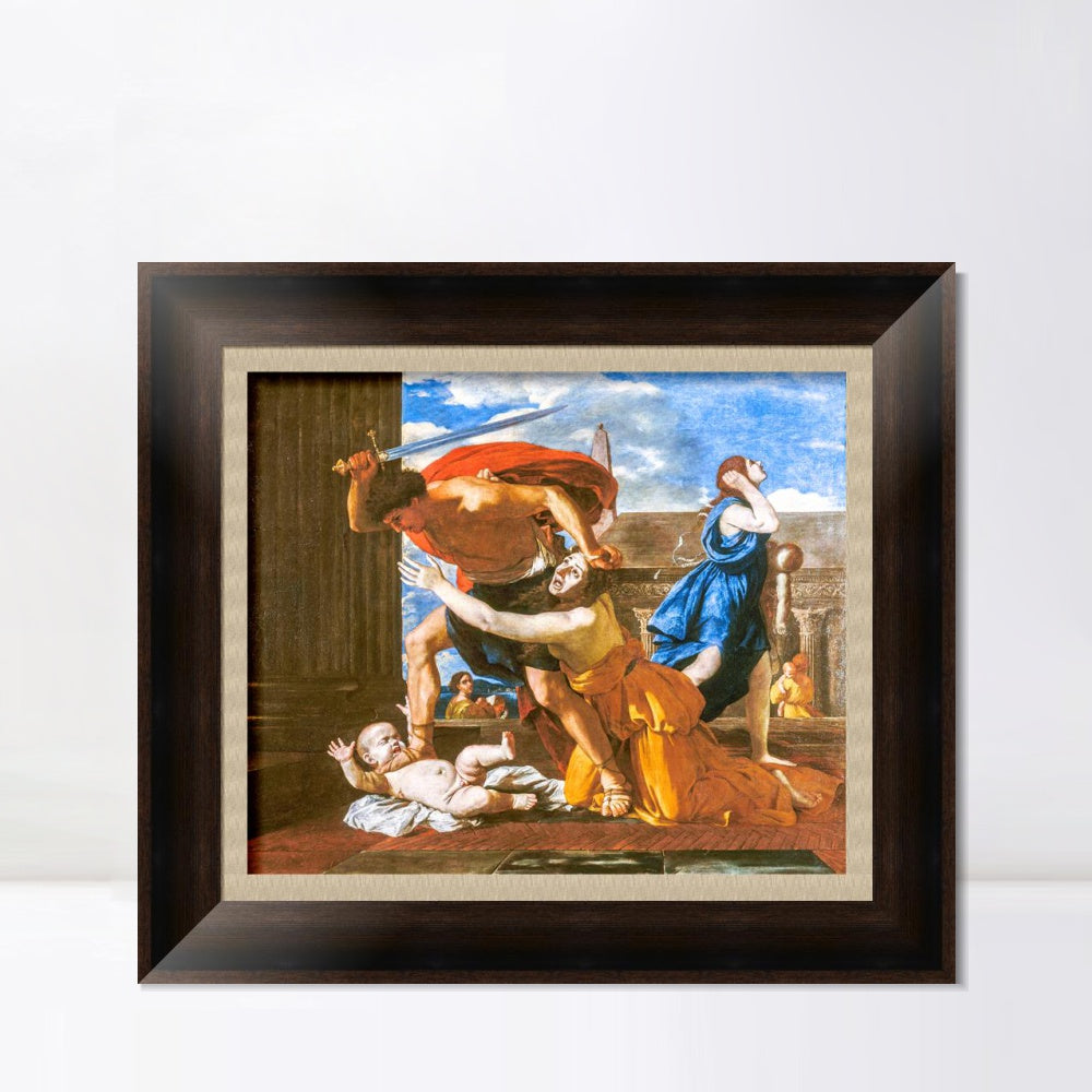 INVIN ART Framed Canvas Art Giclee Print The massacre of Innocents by Nicolas Poussin Wall Art