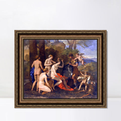 INVIN ART Framed Canvas Art Giclee Print Mars and Venus by Nicolas Poussin Wall Art Living Room Home Office Decorations