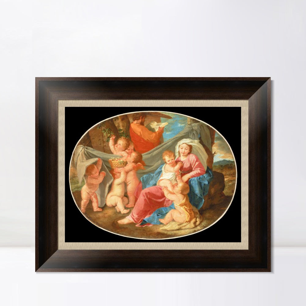 INVIN ART Framed Canvas Art Giclee Print The Rest on the Flight into Egypt by Nicolas Poussin Wall Art Living Room Home Office Decorations