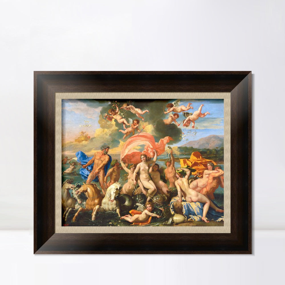 INVIN ART Framed Canvas Art Giclee Print French The Birth of Venus by Nicolas Poussin Wall Art