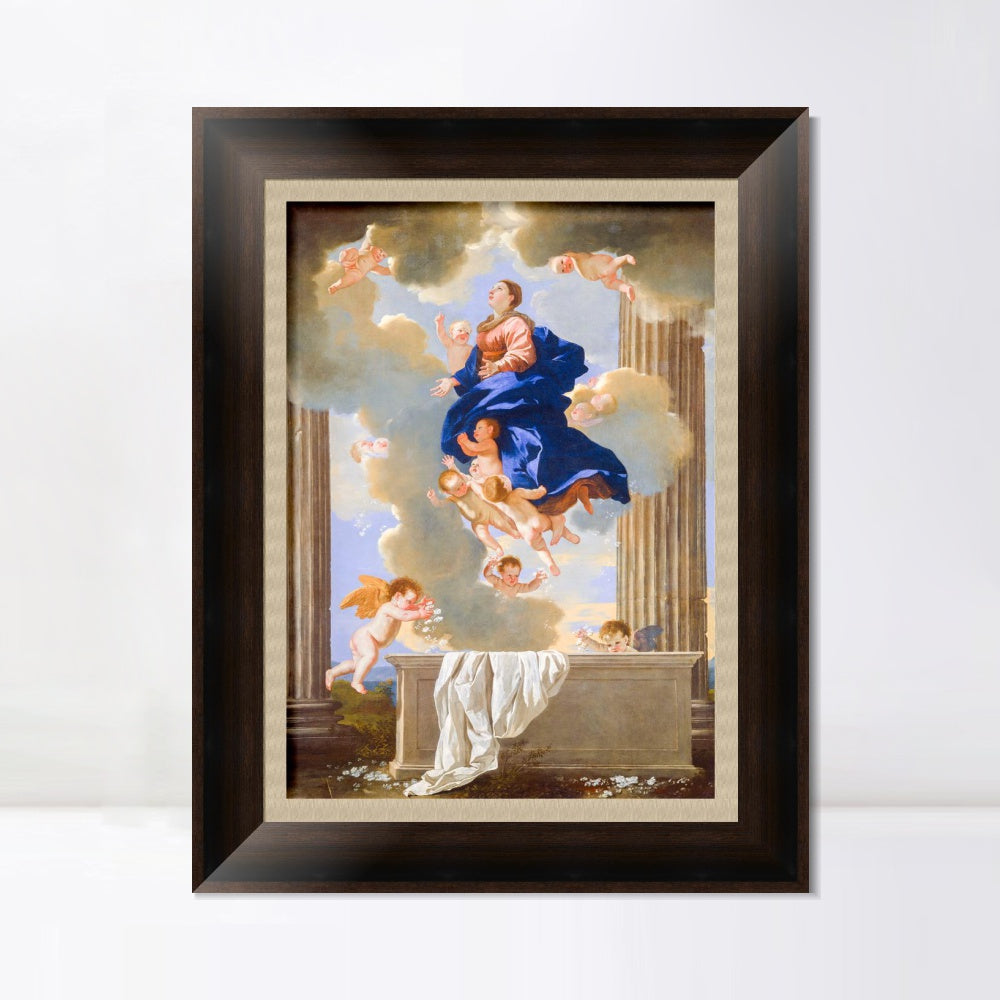 INVIN ART Framed Canvas Art Giclee Print The Assumption of the Virgin by Nicolas Poussin Wall Art