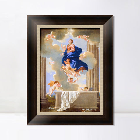 INVIN ART Framed Canvas Art Giclee Print The Assumption of the Virgin by Nicolas Poussin Wall Art Living Room Home Office Decorations