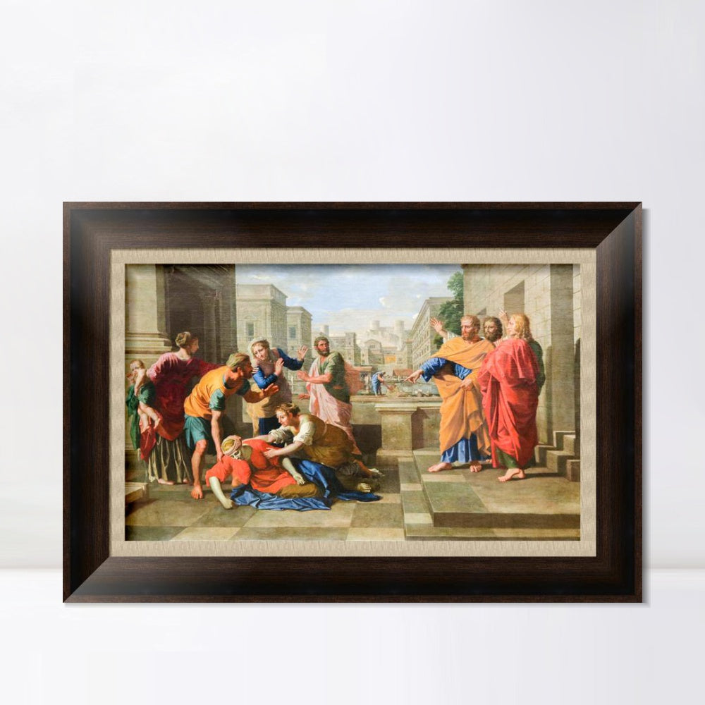 INVIN ART Framed Canvas Art Giclee Print The Death of Saphire by Nicolas Poussin Wall Art