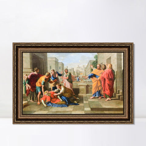 INVIN ART Framed Canvas Art Giclee Print The Death of Saphire by Nicolas Poussin Wall Art Living Room Home Office Decorations