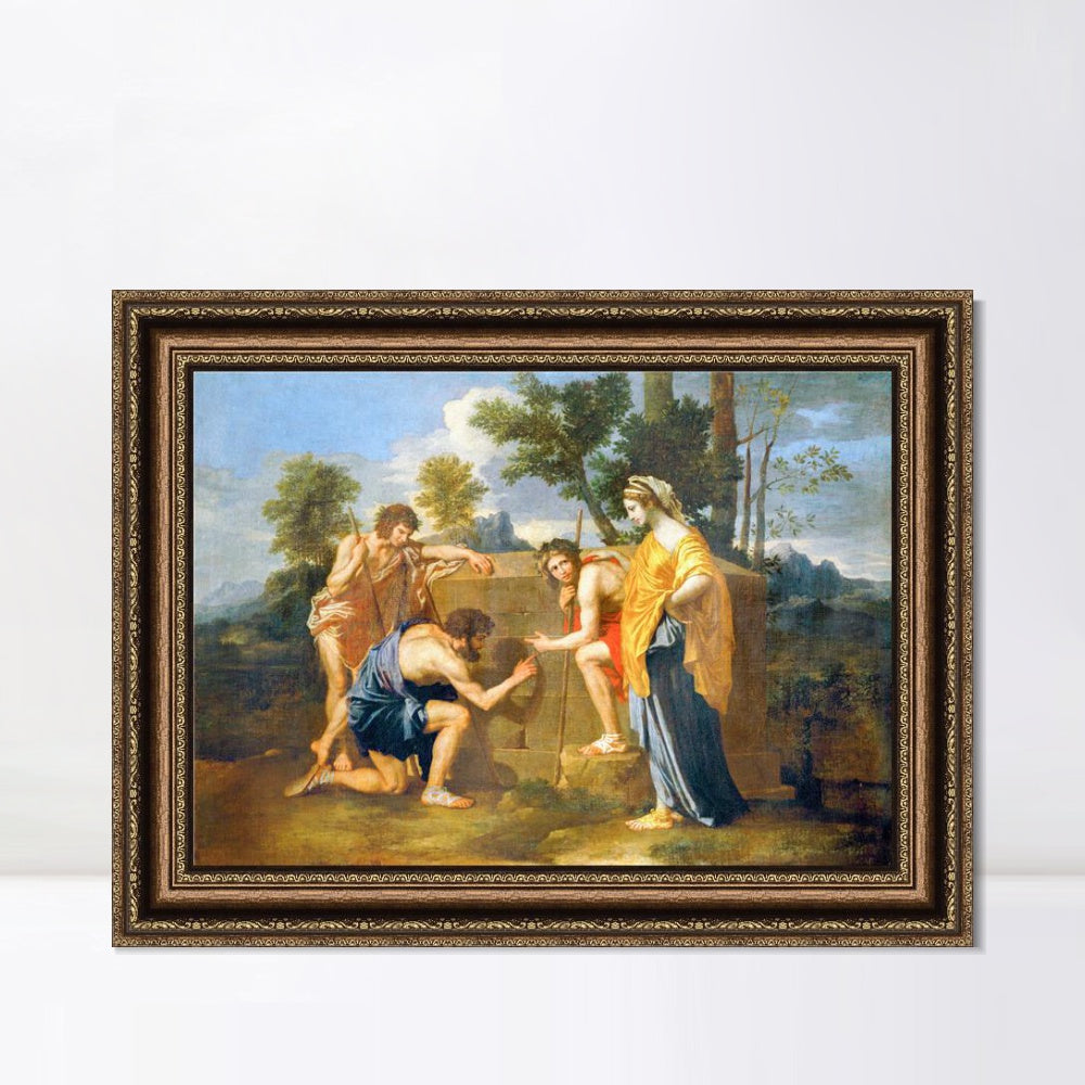INVIN ART Framed Canvas Art Giclee Print Et in Arcadia ego by Nicolas Poussin Wall Art