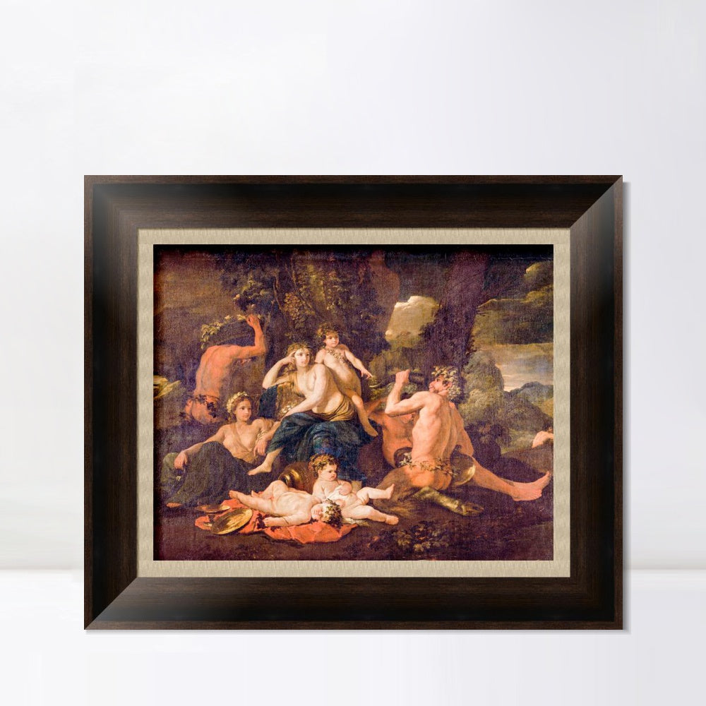 INVIN ART Framed Canvas Art Giclee Print The childhood of Bacchus by Nicolas Poussin Wall Art