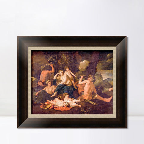 INVIN ART Framed Canvas Art Giclee Print The childhood of Bacchus by Nicolas Poussin Wall Art Living Room Home Office Decorations