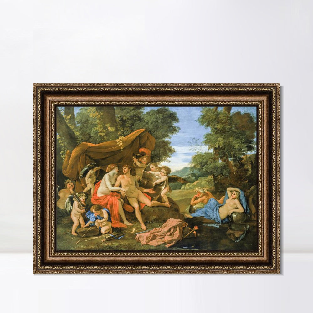 INVIN ART Framed Canvas Art Giclee Print Mars and Venus by Nicolas Poussin Wall Art Living Room Home Office Decorations