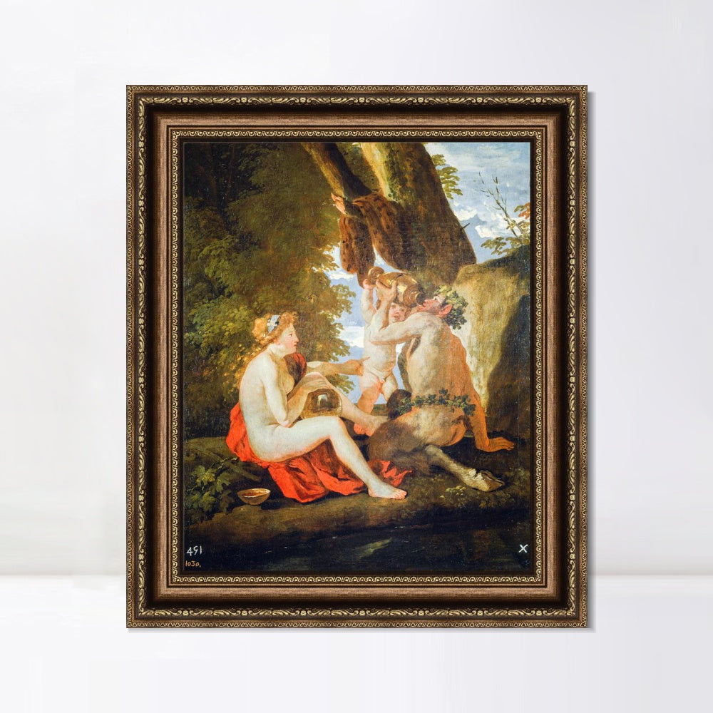 INVIN ART Framed Canvas Art Giclee Print A Bacchic Scene, 1630-31 by Nicolas Poussin Wall Art