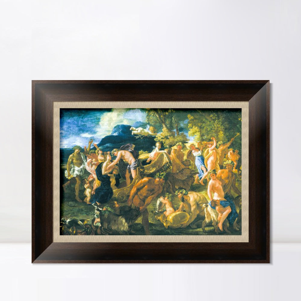 INVIN ART Framed Canvas Art Giclee Print Bacchanal, 1625-26 by Nicolas Poussin Wall Art