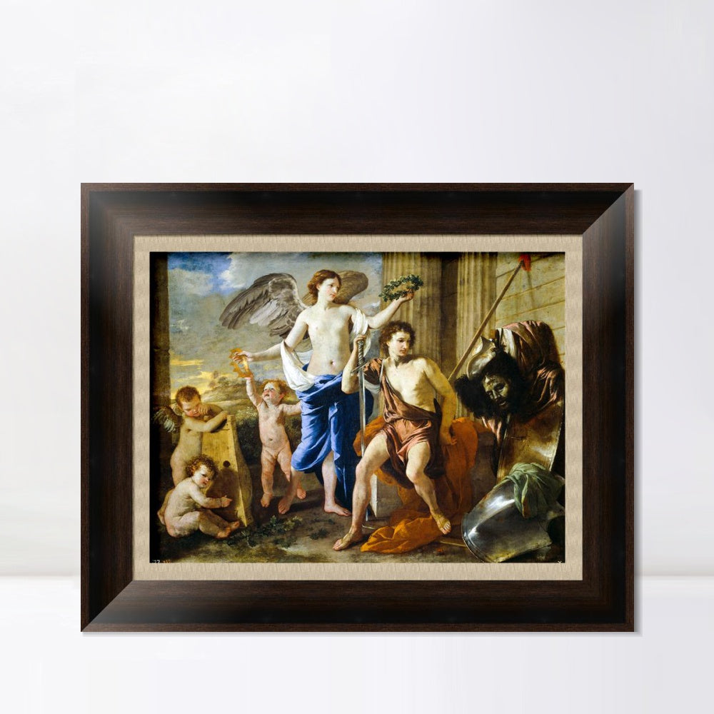 INVIN ART Framed Canvas Art Giclee Print The Triumph of David, Ca. 1630 by Nicolas Poussin Wall Art