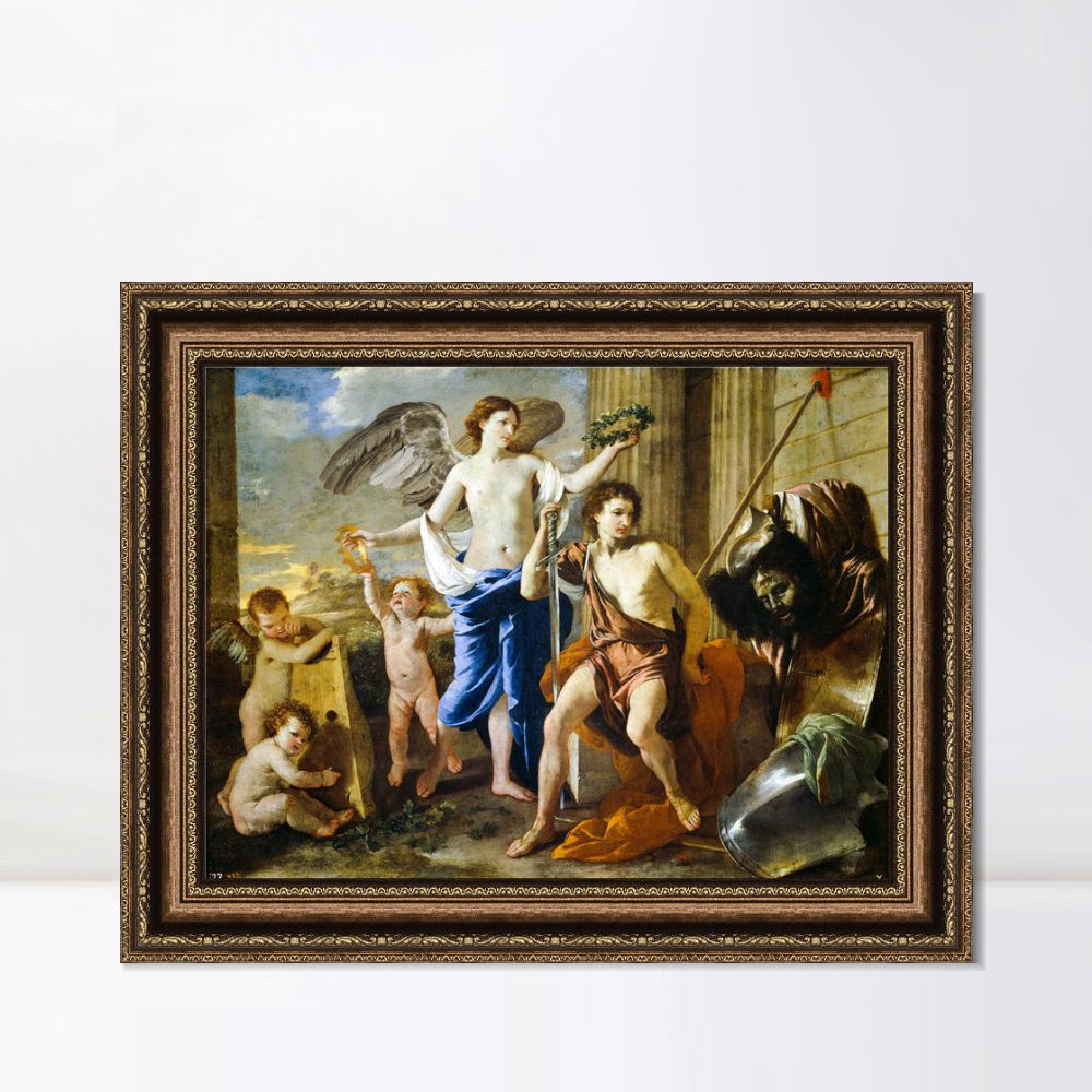 INVIN ART Framed Canvas Art Giclee Print The Triumph of David, Ca. 1630 by Nicolas Poussin Wall Art