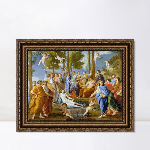 INVIN ART Framed Canvas Art Giclee Print El Parnaso, 1630 by Nicolas Poussin Wall Art Living Room Home Office Decorations