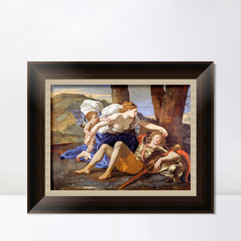 INVIN ART Framed Canvas Art Giclee Print Rinaldo and Armida by Nicolas Poussin Wall Art